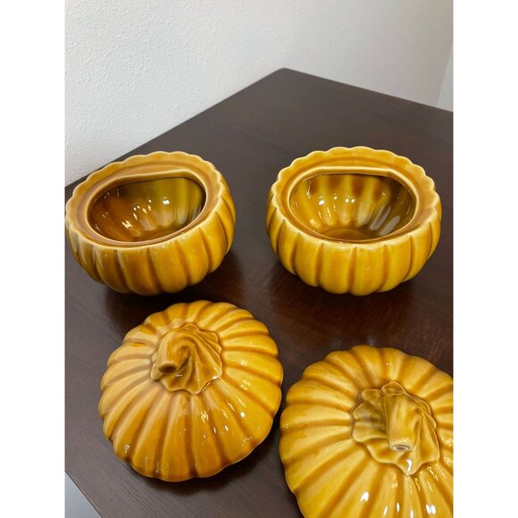 Linens 'n Things Pumpkin Shape Ceramic Soup Bowls - Picture 2 of 4